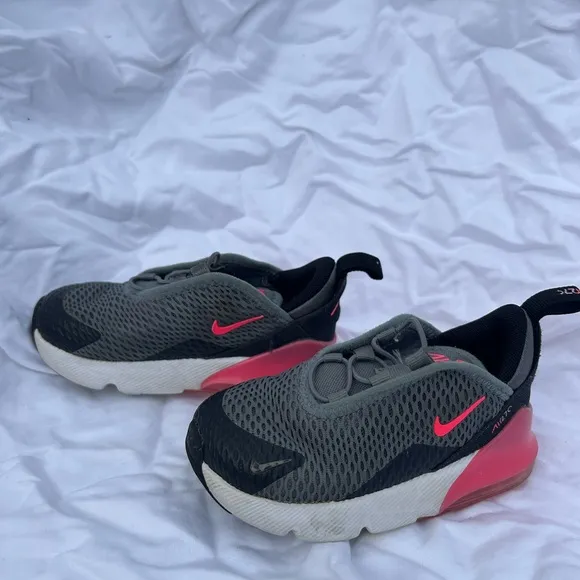 Nike Air Max 270 TD 'Grey Hyper Pink' Sneakers, Toddler Size 8