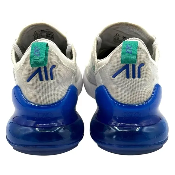 Nike Air Max 270 Women's Size 8.5 White Blue Teal Trainers Shoes Gym Athleisure