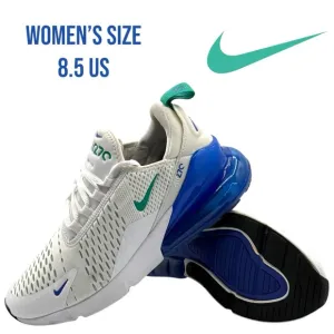 Nike Air Max 270 Women's Size 8.5 White Blue Teal Trainers Shoes Gym Athleisure