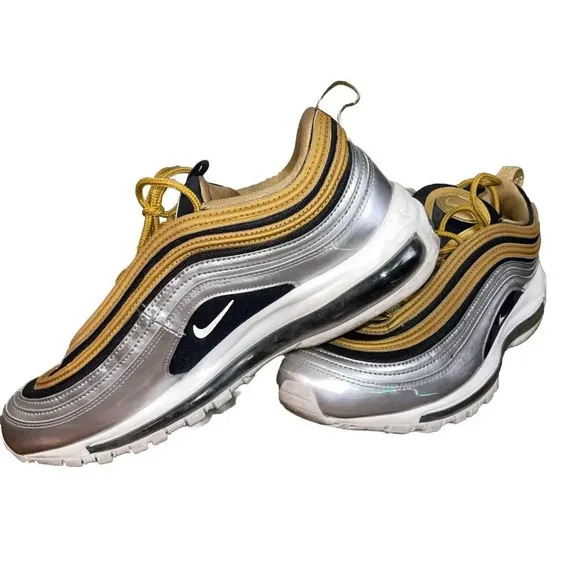 Nike Air Max 97 Metallic Gold Silver Women's Size 11 Sneakers Shoes AQ4137-700
