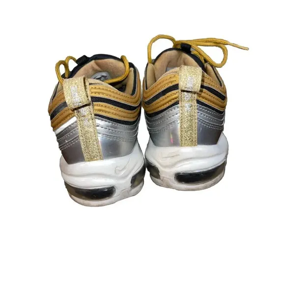 Nike Air Max 97 Metallic Gold Silver Women's Size 11 Sneakers Shoes AQ4137-700