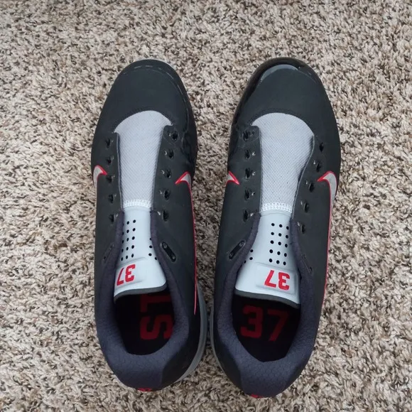 Nike Air Max Mens size 14 Air Clipper 17 Black Baseball Cleats Shoes NO LACES