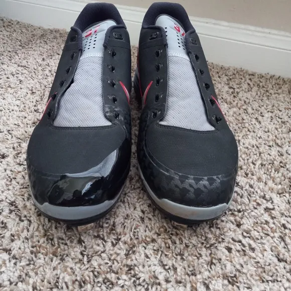 Nike Air Max Mens size 14 Air Clipper 17 Black Baseball Cleats Shoes NO LACES