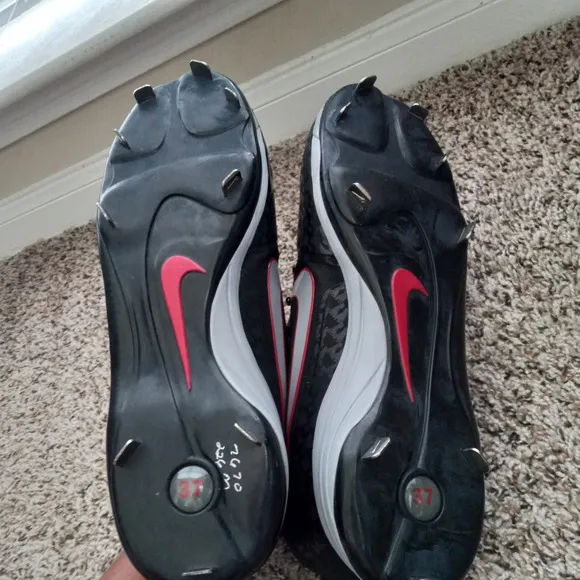 Nike Air Max Mens size 14 Air Clipper 17 Black Baseball Cleats Shoes NO LACES