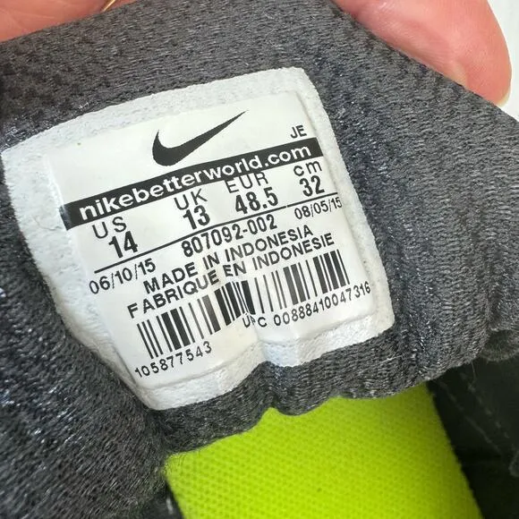 Nike Air Relentless 5 Running Shoes Sneakers Men 14 Gray Neon Green 807092-002