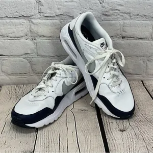 Nike Air Sneakers Men's Sz 10 White/Blue Leather Tennis Shoes Swoosh Athleisure