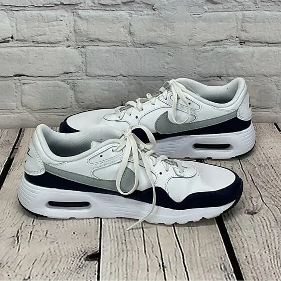 Nike Air Sneakers Men's Sz 10 White/Blue Leather Tennis Shoes Swoosh Athleisure