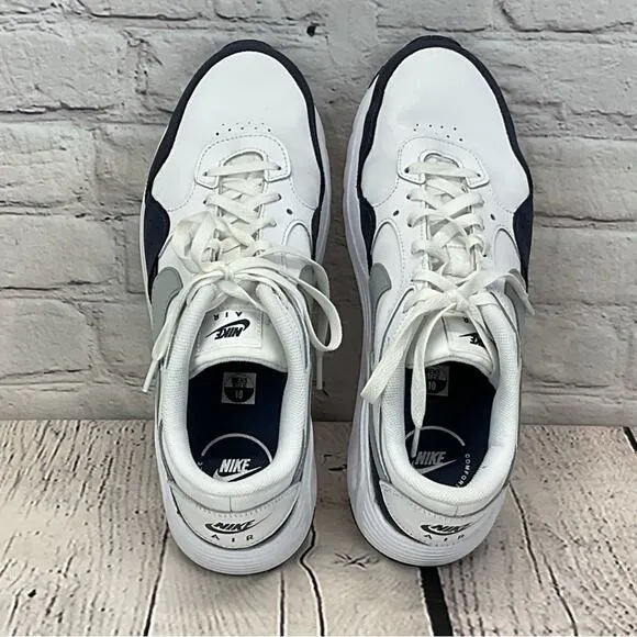 Nike Air Sneakers Men's Sz 10 White/Blue Leather Tennis Shoes Swoosh Athleisure