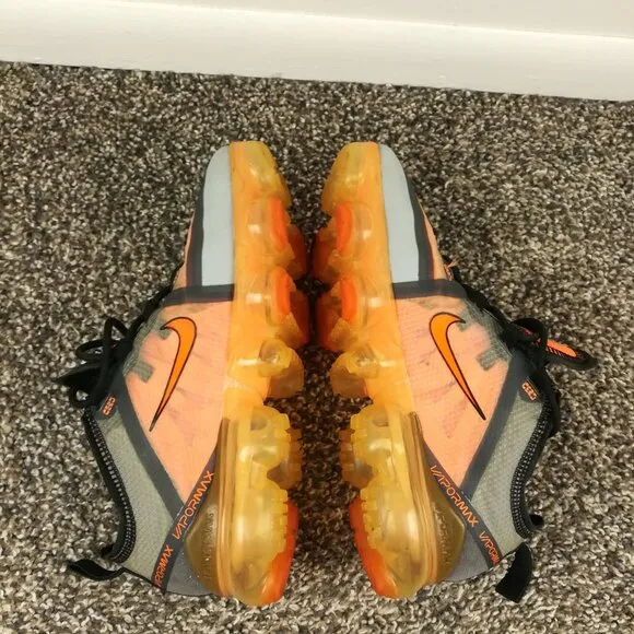 Nike Air VaporMax 2019 Orange Grey Athleisure Run Shoes AJ2616-013 Youth 4Y