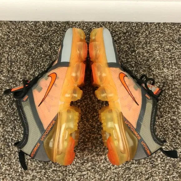 Nike Air VaporMax 2019 Orange Grey Athleisure Run Shoes AJ2616-013 Youth 4Y