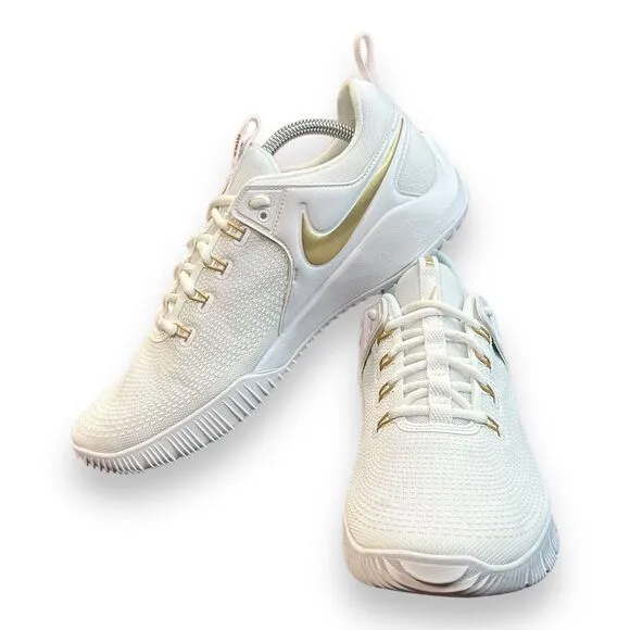 Nike Air Zoom Hyperace 2 SE White Metallic‎ Gold Volleyball Shoes Men Size 9.5
