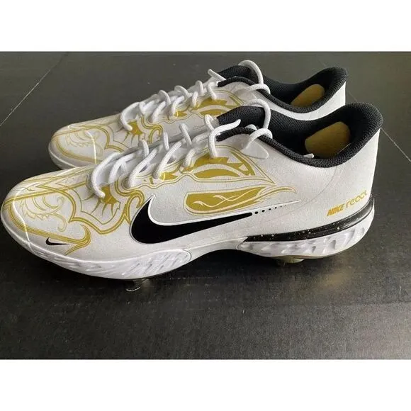 Nike Alpha Huarache Elite 3 Low PRM Gold Baseball Cleat CV3553-101 Men's Size 15
