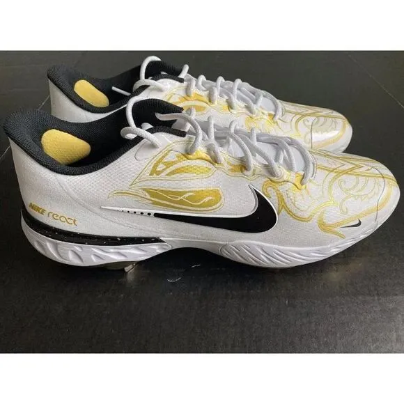 Nike Alpha Huarache Elite 3 Low PRM Gold Baseball Cleat CV3553-101 Men's Size 15