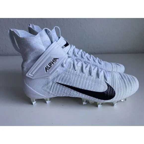Nike Alpha Menace Elite 2 White Black Football Cleats AO3374-101 Men's Size 14