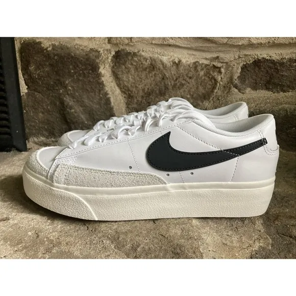 Nike Blazer Low Platform White Black Shoes DJ0292-101 Women Size 10 New