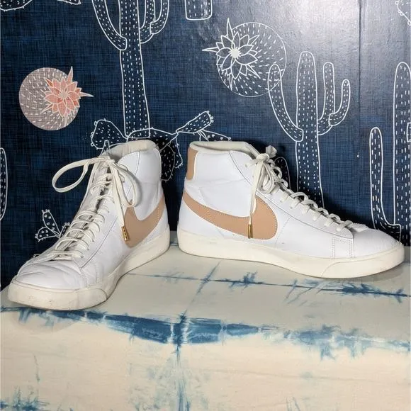 Nike Blazer Mid Premium Light Patina Sneakers Shoes White Tan Men's Size 10