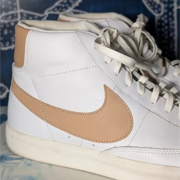 Nike Blazer Mid Premium Light Patina Sneakers Shoes White Tan Men's Size 10