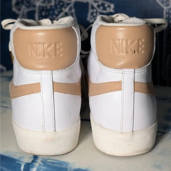 Nike Blazer Mid Premium Light Patina Sneakers Shoes White Tan Men's Size 10