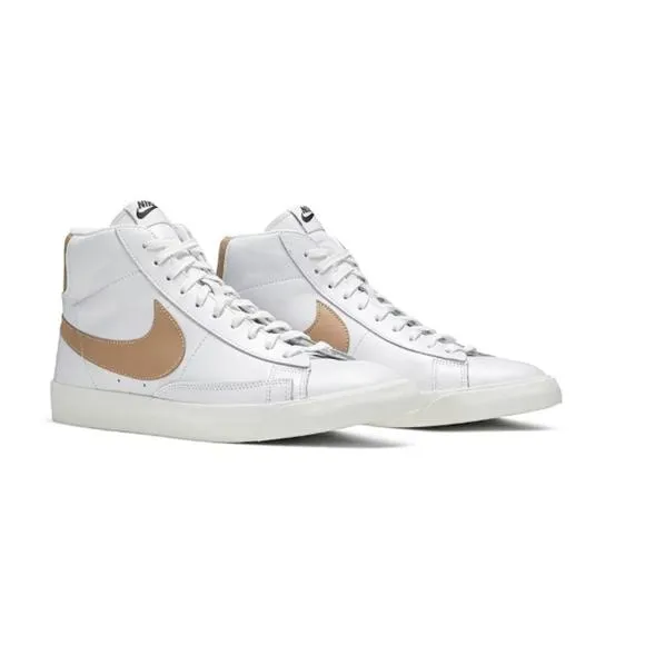Nike Blazer Mid Premium Light Patina Sneakers Shoes White Tan Men's Size 10