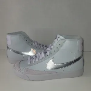 Nike Blazer Mid White Metallic Silver Dark Teal Green Da4086-101 Size 6.5