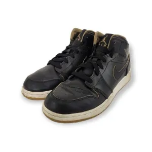 Nike Boys‎ Air Jordan 1 Retro Mid GS 554725-042 Black Lace Up Sneaker Shoes 7Y