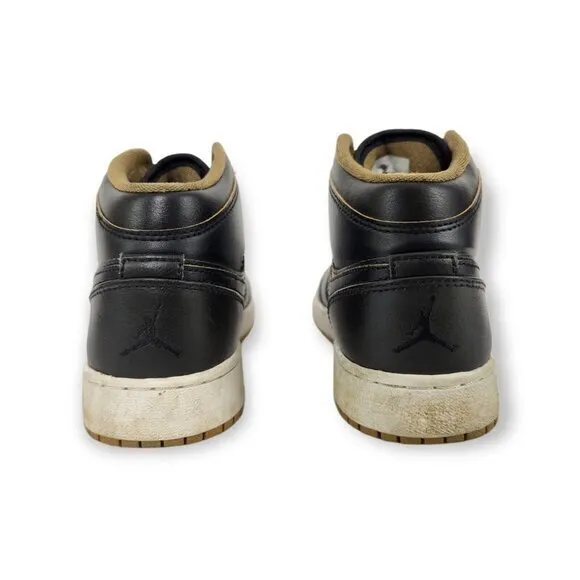 Nike Boys‎ Air Jordan 1 Retro Mid GS 554725-042 Black Lace Up Sneaker Shoes 7Y