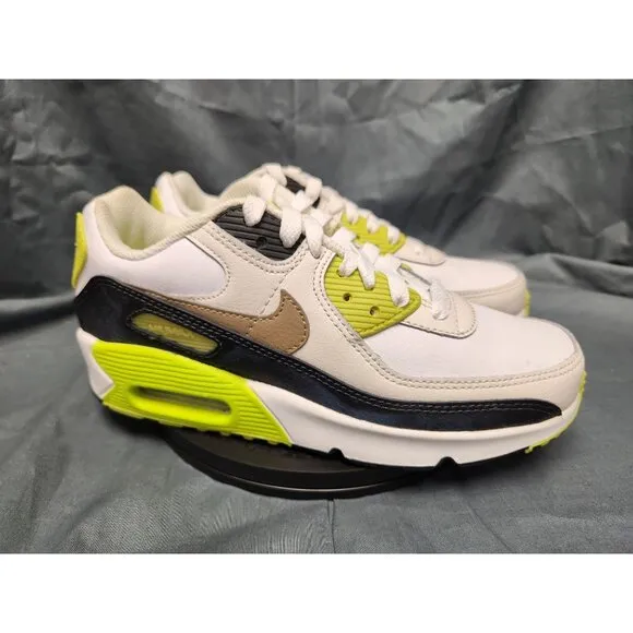 Nike Boys Air Max 90 (GS) Sneakers White Khaki Cyber Size 7 DISPLAY MODEL!