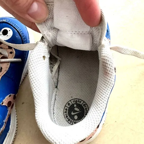 Nike Cookie Monster Shoes Custom Painted sz Toddler 7c Air Force 1 Sesame Street