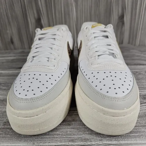 Nike Court Vision Alta Platform Shoes White Leopard DO2791 100 - Women's Sz 8.5