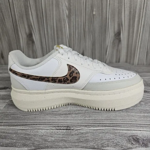 Nike Court Vision Alta Platform Shoes White Leopard DO2791 100 - Women's Sz 8.5