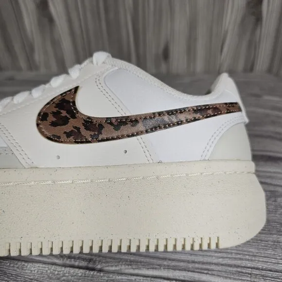 Nike Court Vision Alta Platform Shoes White Leopard DO2791 100 - Women's Sz 8.5