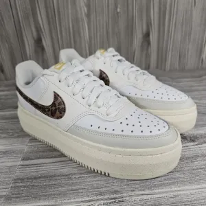 Nike Court Vision Alta Platform Shoes White Leopard DO2791 100 - Women's Sz 8.5