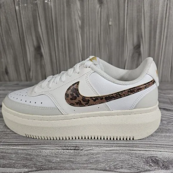 Nike Court Vision Alta Platform Shoes White Leopard DO2791 100 - Women's Sz 8.5