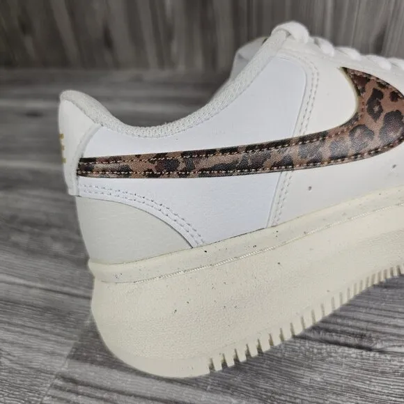 Nike Court Vision Alta Platform Shoes White Leopard DO2791 100 - Women's Sz 8.5