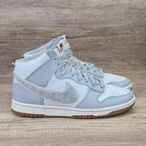Nike Dunk High Retro University Men's Size 9 Chenille Swoosh Grey White Sneakers