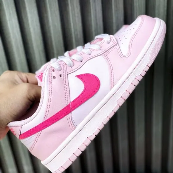 Nike dunk low &quot;pink and white&quot; women's sports shoes