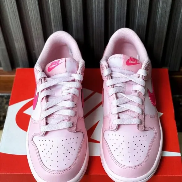 Nike dunk low &quot;pink and white&quot; women's sports shoes