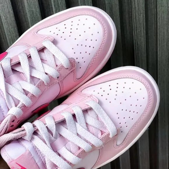 Nike dunk low &quot;pink and white&quot; women's sports shoes