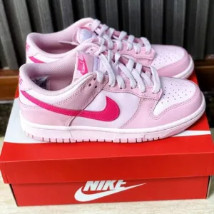 Nike dunk low &quot;pink and white&quot; women's sports shoes