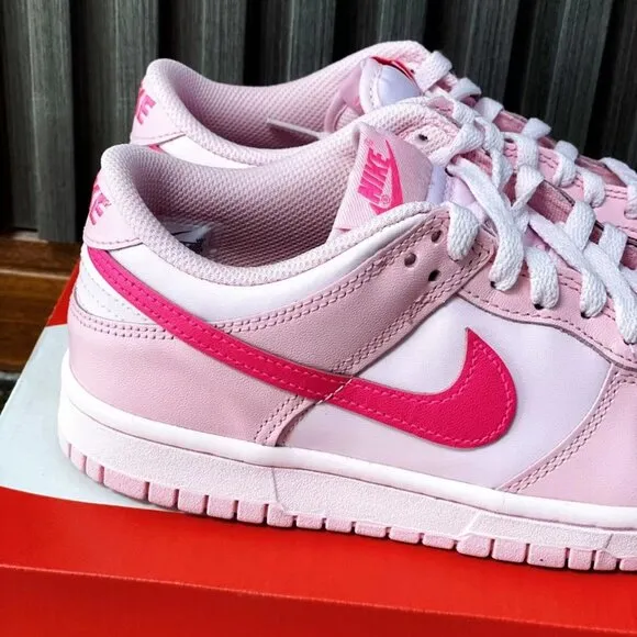 Nike dunk low &quot;pink and white&quot; women's sports shoes