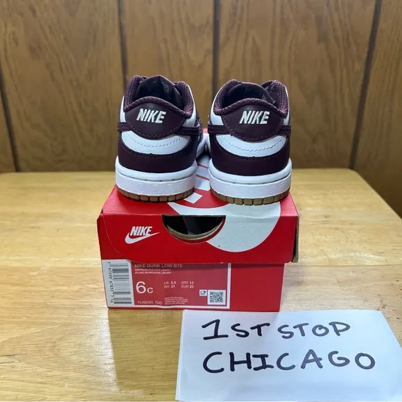 Nike Dunk Low BTE TD White Burgundy Crush HJ9285-100 Toddlers Size 6C NEW