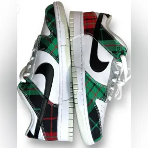 Nike Dunk Low Retro Se Tartan Plaid White Black Green Red Men's Shoes Size 12