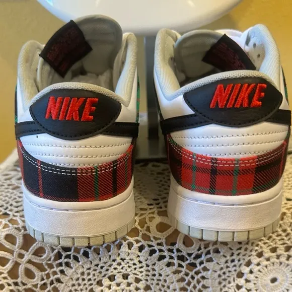 Nike Dunk Low Retro Se Tartan Plaid White Black Green Red Men's Shoes Size 12