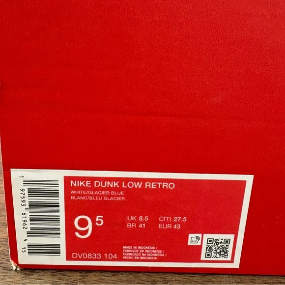 Nike Dunk Low Shoes Glacier Blue White Retro Sneakers DV0833-104 Mens Size