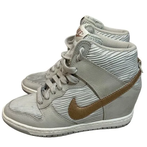 Nike Dunk Sky Hi Light Bone Metallic Red Bronze Retro Sneakers, Women's Size 6
