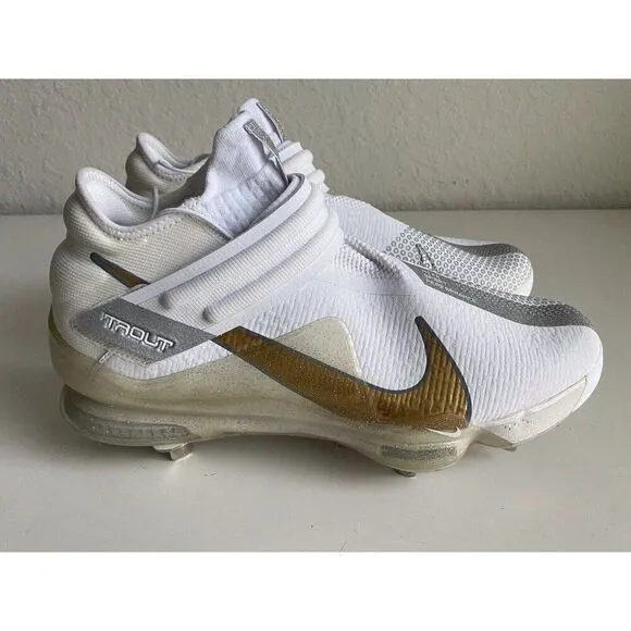 Nike Force Zoom Trout 7 White Gold Silver Baseball Cleats CI3134-101 Men’s Sz 14