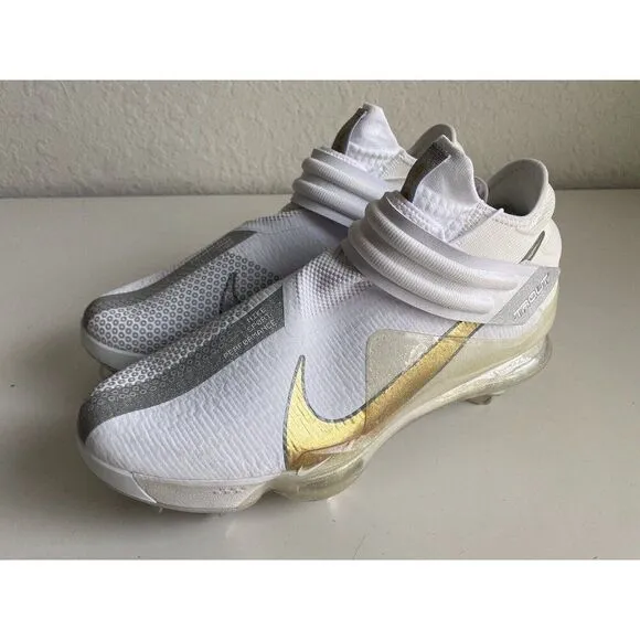 Nike Force Zoom Trout 7 White Gold Silver Baseball Cleats CI3134-101 Men’s Sz 14