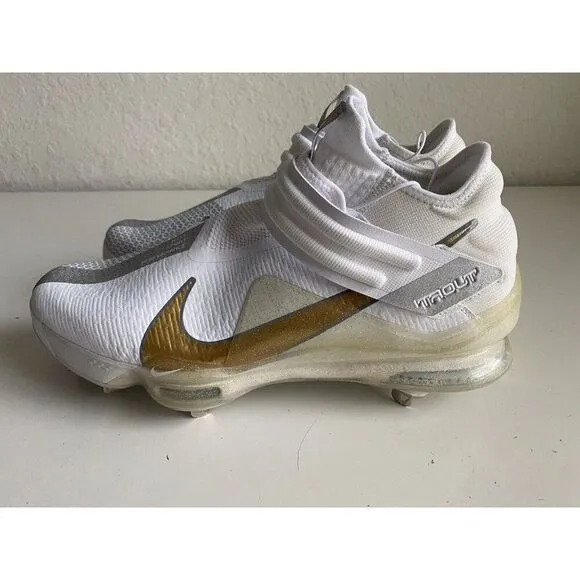 Nike Force Zoom Trout 7 White Gold Silver Baseball Cleats CI3134-101 Men’s Sz 14