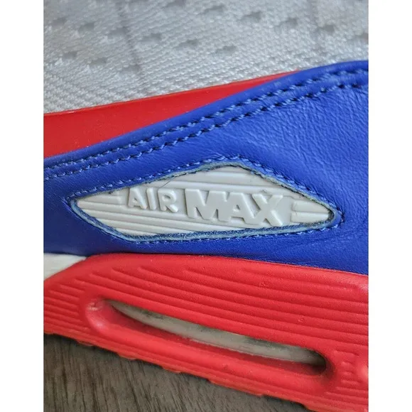 Nike ID Air Max 1 Custom Red White Blue Sneakers SIZE 12.5 Home Game Embroidered