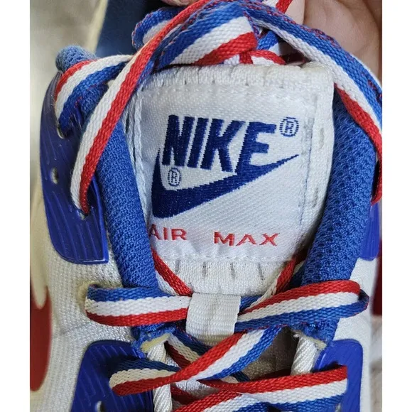 Nike ID Air Max 1 Custom Red White Blue Sneakers SIZE 12.5 Home Game Embroidered